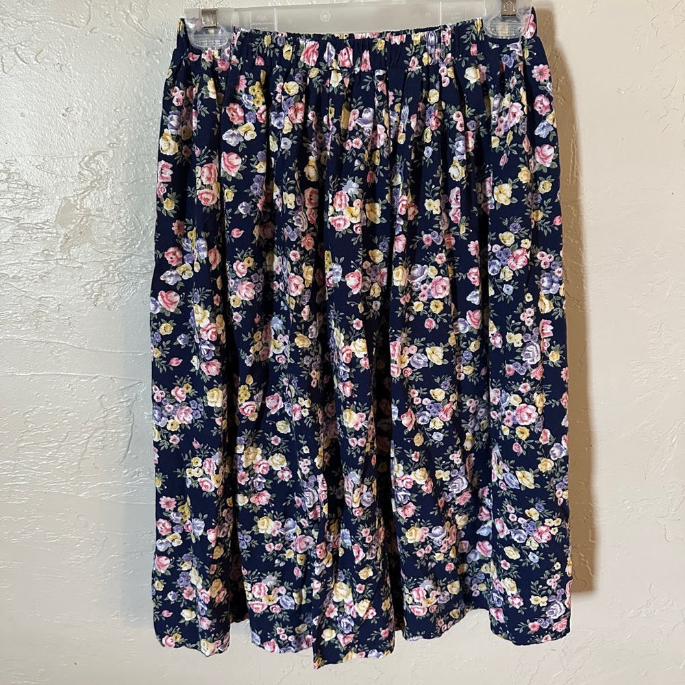 Vintage navy and floral skirt